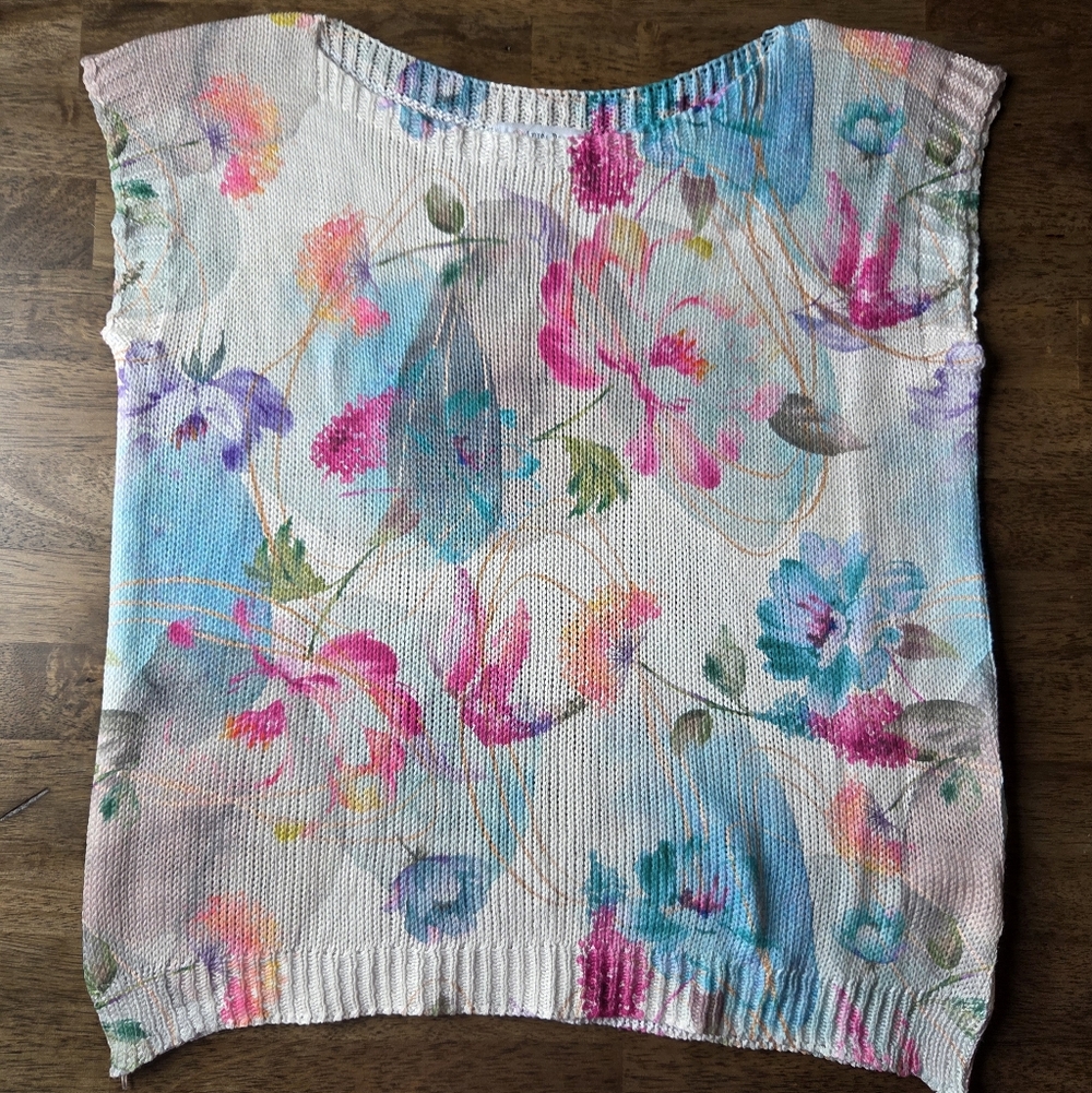 Luisa Ricci Made In Italy Floral Watercolor Knit Top
